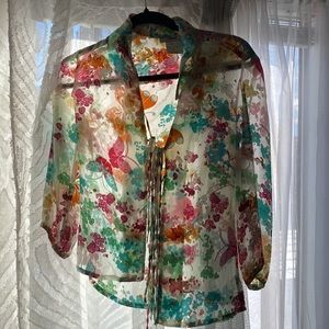 Beautiful silk blouse with butterflies